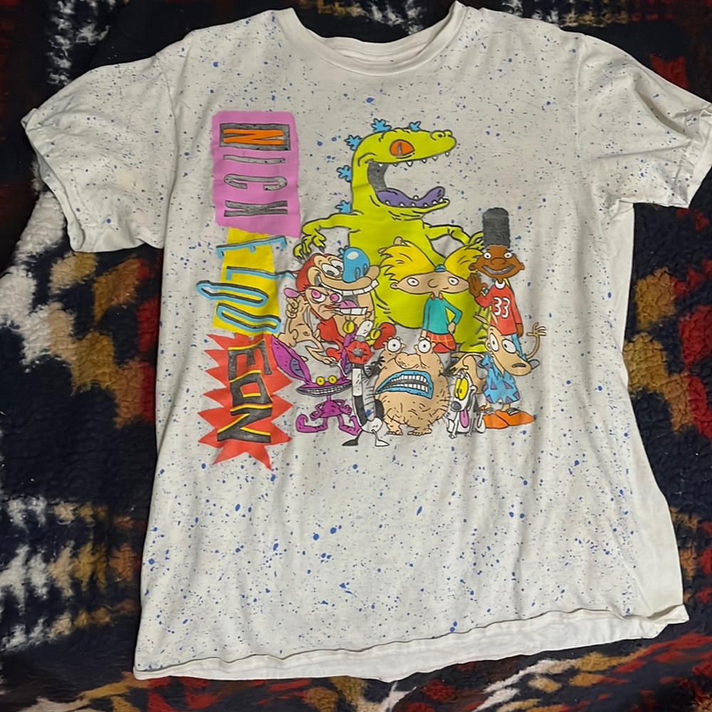 Medium nickelodeon white tshirt with hey Arnold